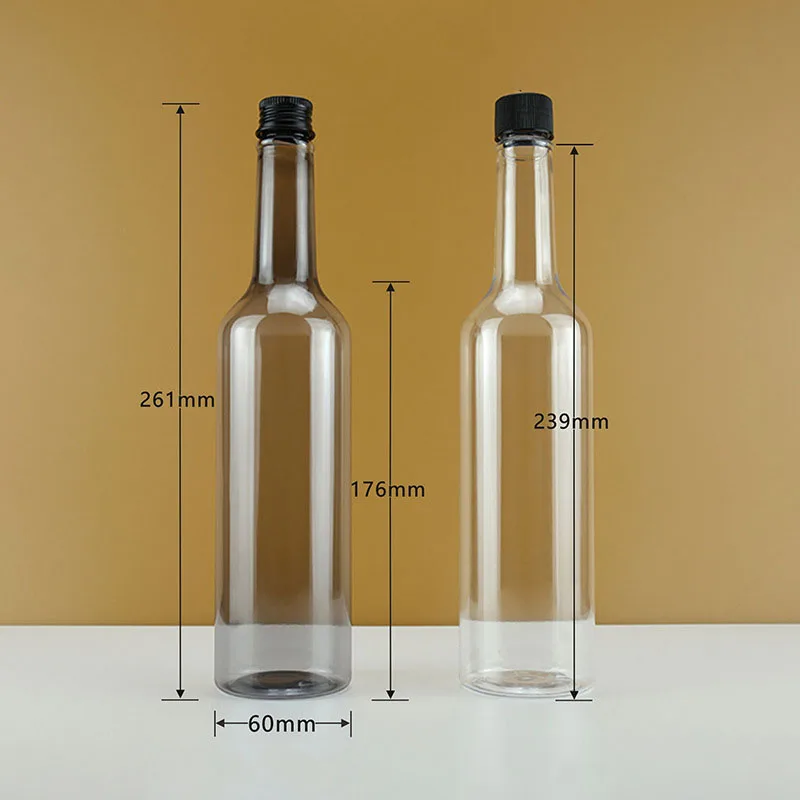 product 450ml hot sale clear plastic  juice bottle food grade plastic wine bottle transparent packaging long neck bottle-29