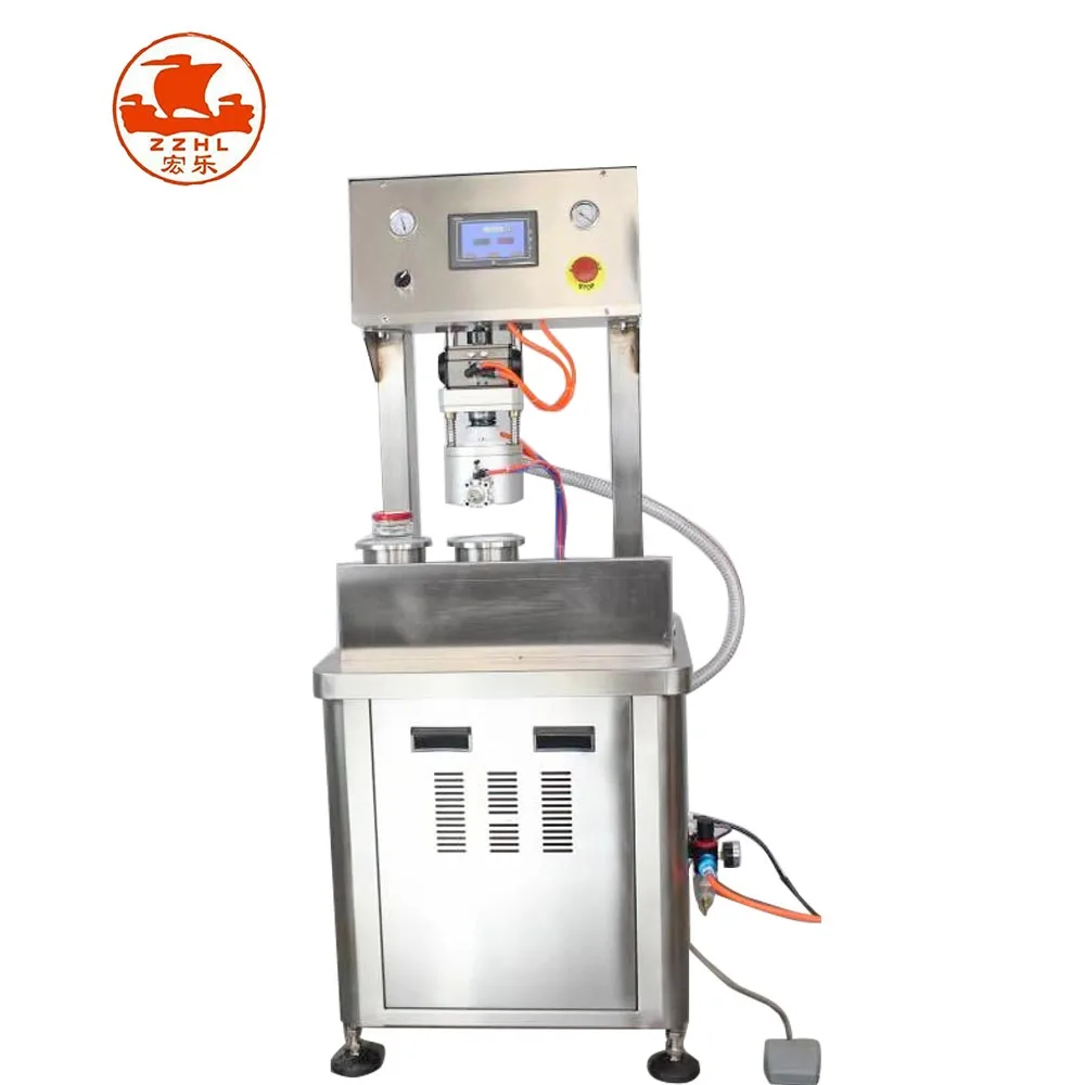 Semi-automatic 2 Head Glass Jar Cans Vacuum Capping Machine factory
