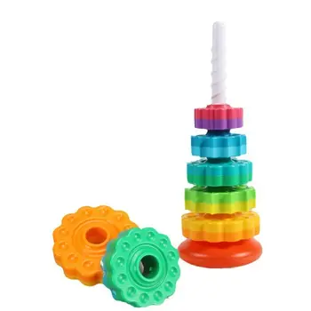 Educational Montessori Toys Preschool Sensory Toy Wheel Folding Rotating Tower Hoop Stacking Toy