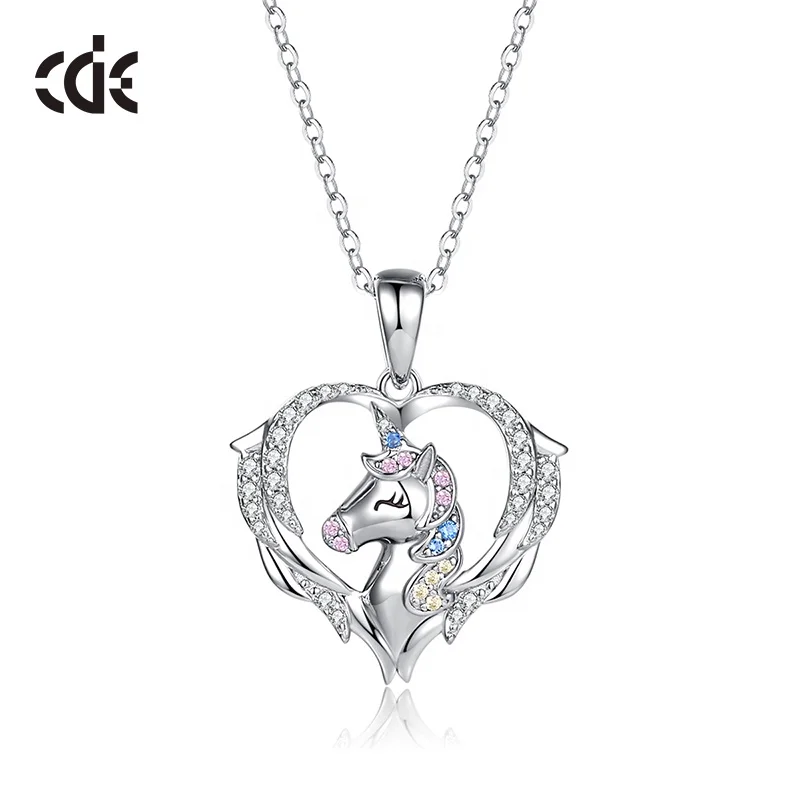 CDE YP1651 Kids Jewelry 925 Sterling Silver Pendant Necklace Cute Animal Unicorns Pendant Necklace For Pink Girls