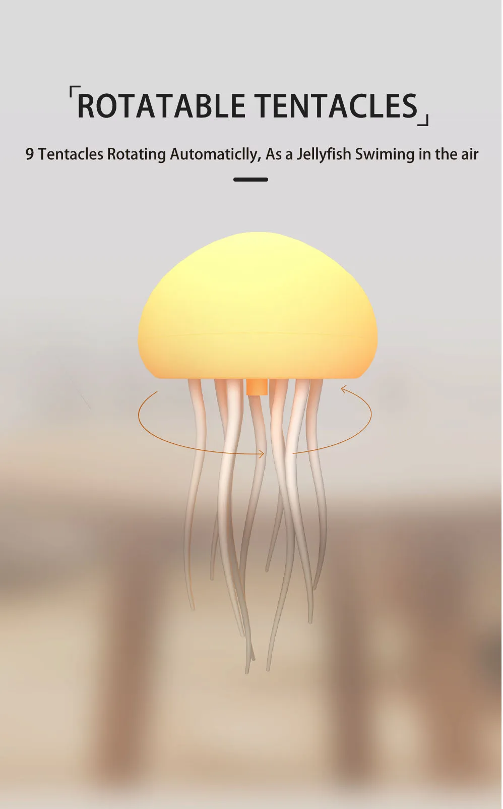 Intelligent Gradient Yard Dimmable Eye Care Bedside Lamp Voice Control with Dancing Legs Jellyfish Table Lamp with Touch Sensor