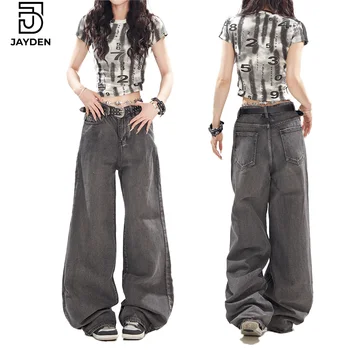 JAYDEN Garment manufacturers Custom washed vintage design loose baggy denim jeans high waist wide leg pants women