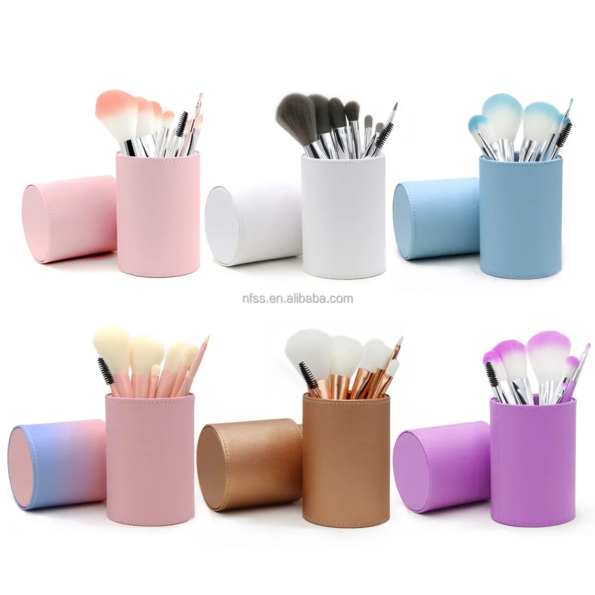 Pink Blue Green Color Bedazzled Beadable Mini Kabuki Make Up Brushes Kit On The Go Travel Makeup Brush Set With Holder Stand Box