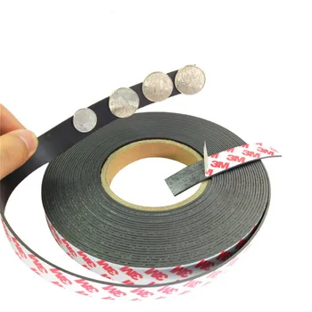 Customized Flexible Neodymium Magnet Tape Strong PVC Rubber Magnetic Strip 3M Roll Double Side Self Adhesive Magnetic Tape