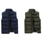 Waistcoat Fashion Winter Plus Size Plaid Stand Collar Without Sleeves Waistcoat Men's Vests Cotton Jacket