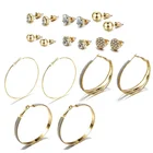 Pairs Earring Women Fashion Accessories 6 Pairs Stud Earring With 3 Pairs Hoop Earring Set