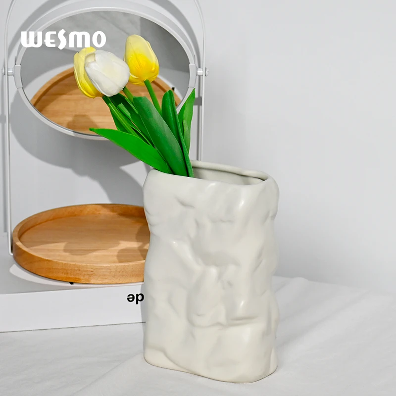 Nordic white decorative floreros ceramic vase  minimal flower porcelain ceramic vases for home decor