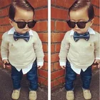 Kids Boy New Design Kids Clothing Handsome Boy Gentleman 2-Piece Sets Long Sleeve Top + Denim Pant Suits