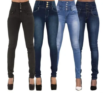 Wholesale high quality women design stretch jeans wash hole thin women jeans hot style