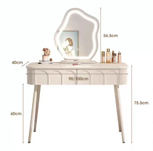 Simple modern solid wood dressing table bedroom dressing table with led mirror