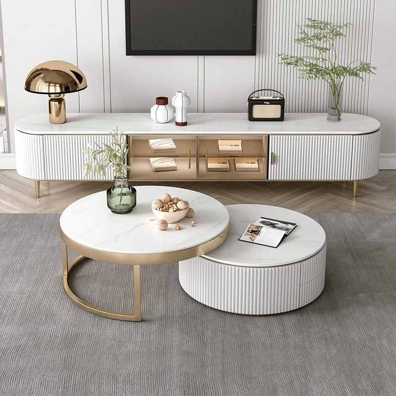 Nordic Marble Top Coffee Tables New Living Room Furniture Metal Sofa Tea End Side Gold Luxury Modern Marble Coffee Tables