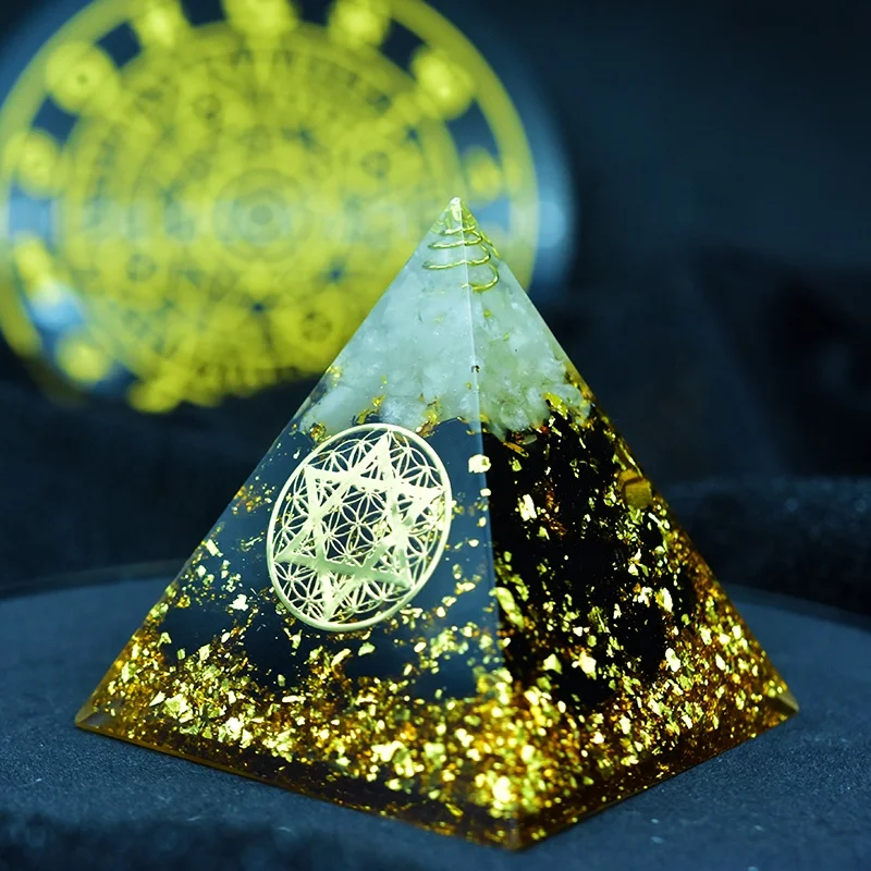 REIKI ENERGY CHARGED YELLOW JADE NATURAL CRYSTAL ORGONE POWERFUL PYRAMID STONE 