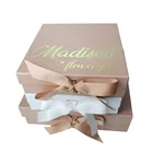 Wedding Dress Customized Printed Logo Extra Large Size Cardboard Foldable Magnet Gift Box For Wedding Evening Dress