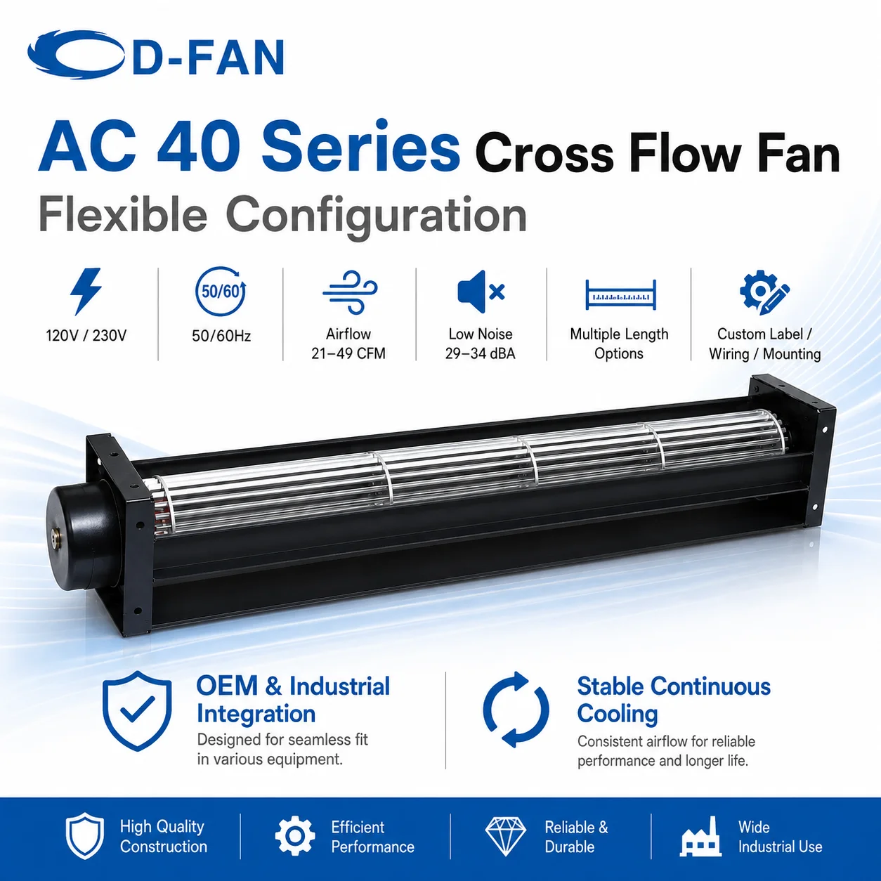 Cross Flow Fan, Aluminium, 120V, 230V, Tangential - detail 8