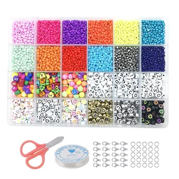 Wholesale Amazon Hot Sale Jewelry Making Kit Beads for Bracelets Bead Craft Kit Set Glass Pony Seed Letter Alphabet Beads