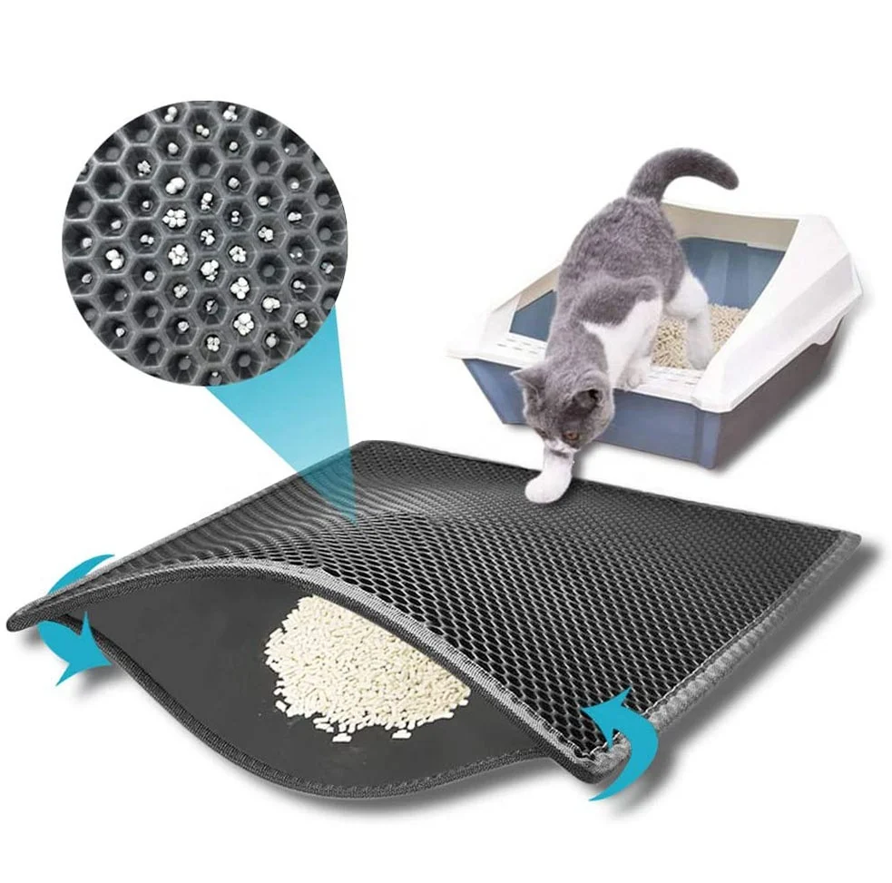 product ivypet custom double layer eva easy clean waterproof anti slip trapper pet cat litter mat-48