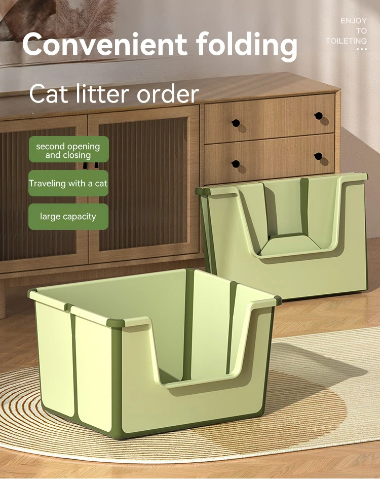 New High Quality Semi-enclosed Foldable Cat Litter Box Large Capacity to Prevent Cat Litter From Being Taken Out Pet Supplies details