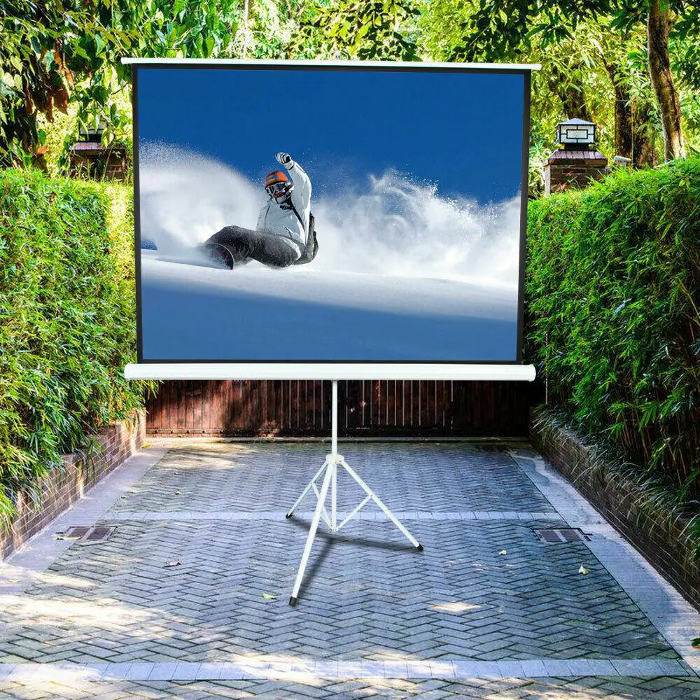 100" 4:3 Projector Screen Portable Indoor Outdoor Projection with Stand Tripod 
