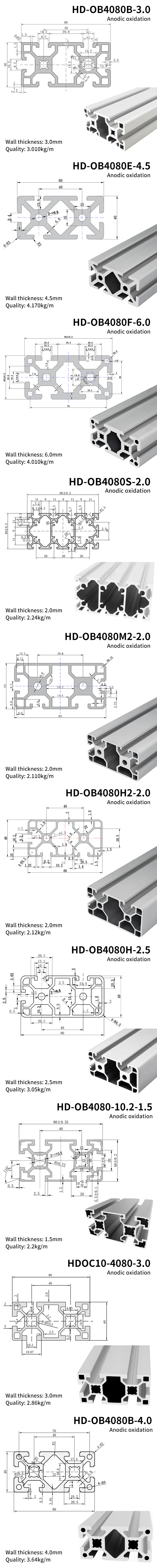 Industrial Extruded Aluminum Profile 4080 Aluminum Alloy Profile 2.0mm Production Line Workbench supplier