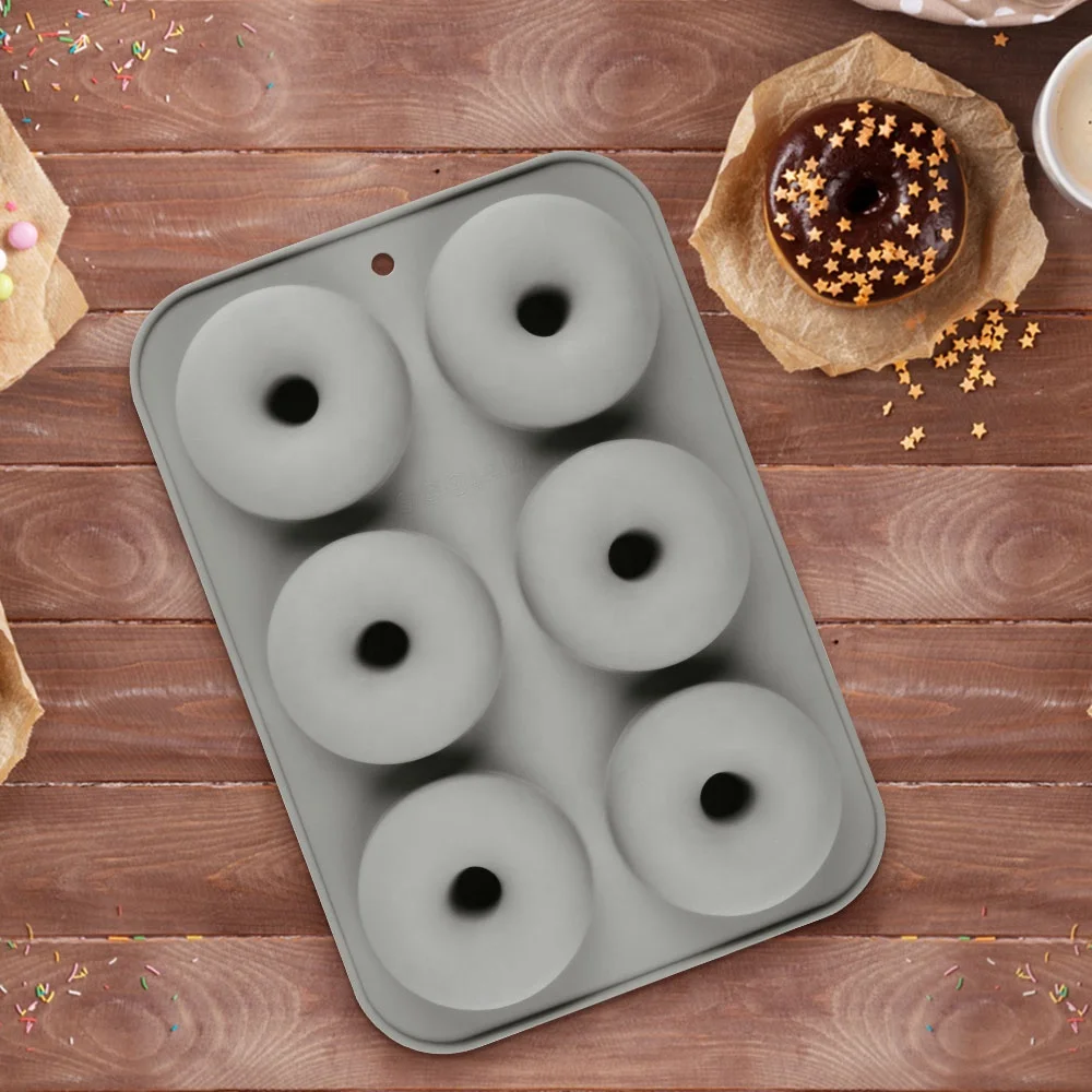 Custom 6 Cavity Silicone Donut Baking Pan Cake Decorating Tools Cake Cookies Molde De Silicone