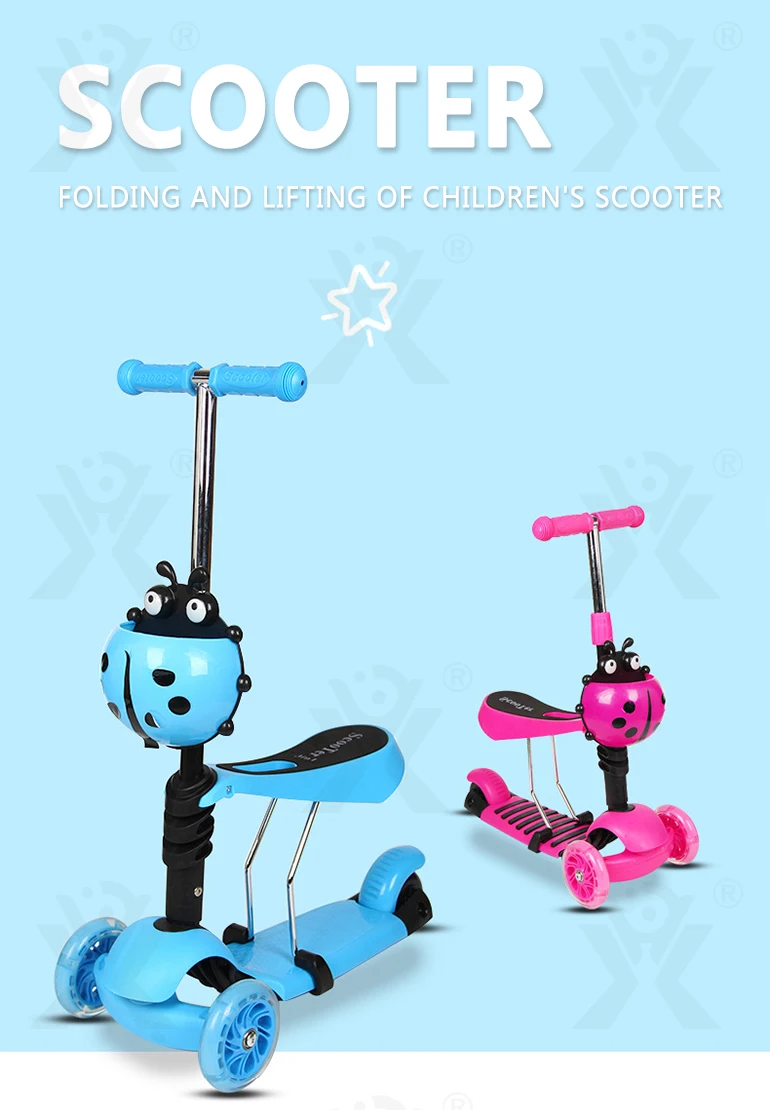 Chengji 2023 high quality three modes ride on flash big tyres educational kids scooter 3 wheel children for sale