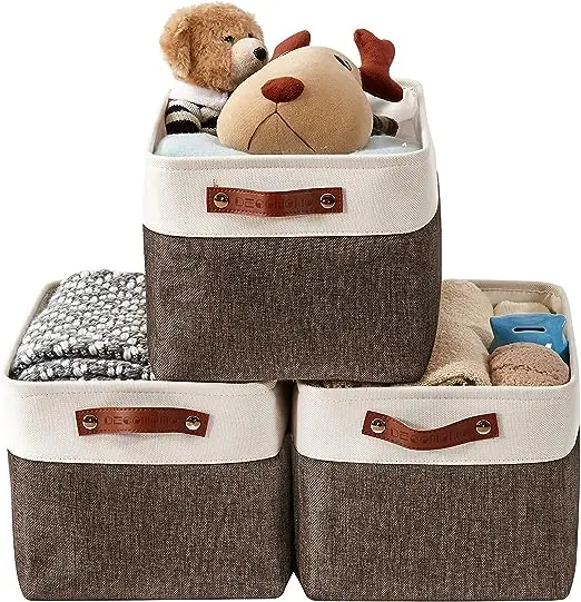 Storage Bins Fabric Storage Basket for Shelves for Organizing Closet Shelf Nursery Toy Decorative Linen Closet Organizers with H