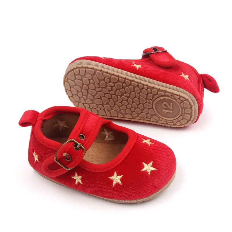 Spring and Autumn suede stars soft soled non-slip infant walking shoes for girls supplier