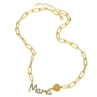 Day Diamond Mother's Day Gift Collarbone Chain Mama Love Necklace With Color Diamond Letters