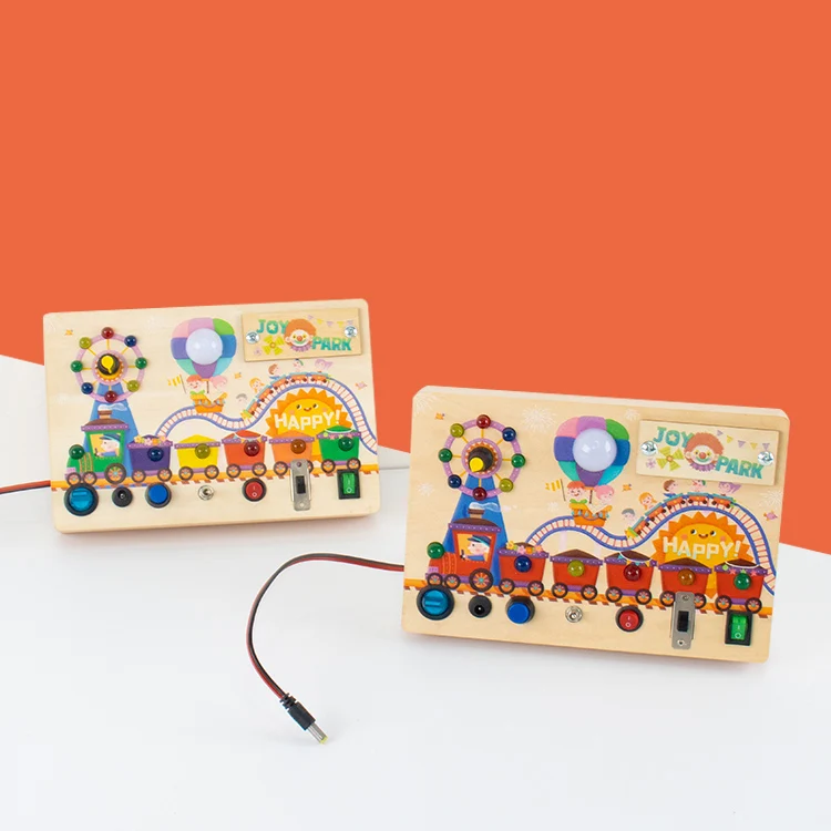 2024 Neuester Kleinkind-Vorschulspielplatz LED-Licht Hand-on Fidget Board Elektronisches Busy Board Baby-Lernspielzeug Herstellung