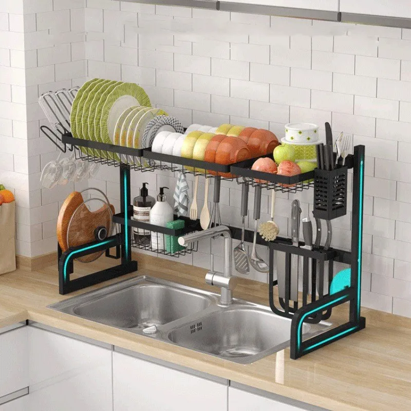 Strong bearing new product kitchen iron adjustable drying over the sink rack