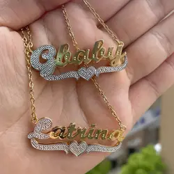 Hot Selling Metal Two Tone Hip Hop 18K Gold  Silver Plated Custom Name Necklace Personalized Bracelet Earring Studs