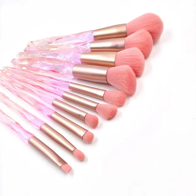 10 pcs makeup brushes, threaded stems, long stems for eyes and face, soft makeup set brushes