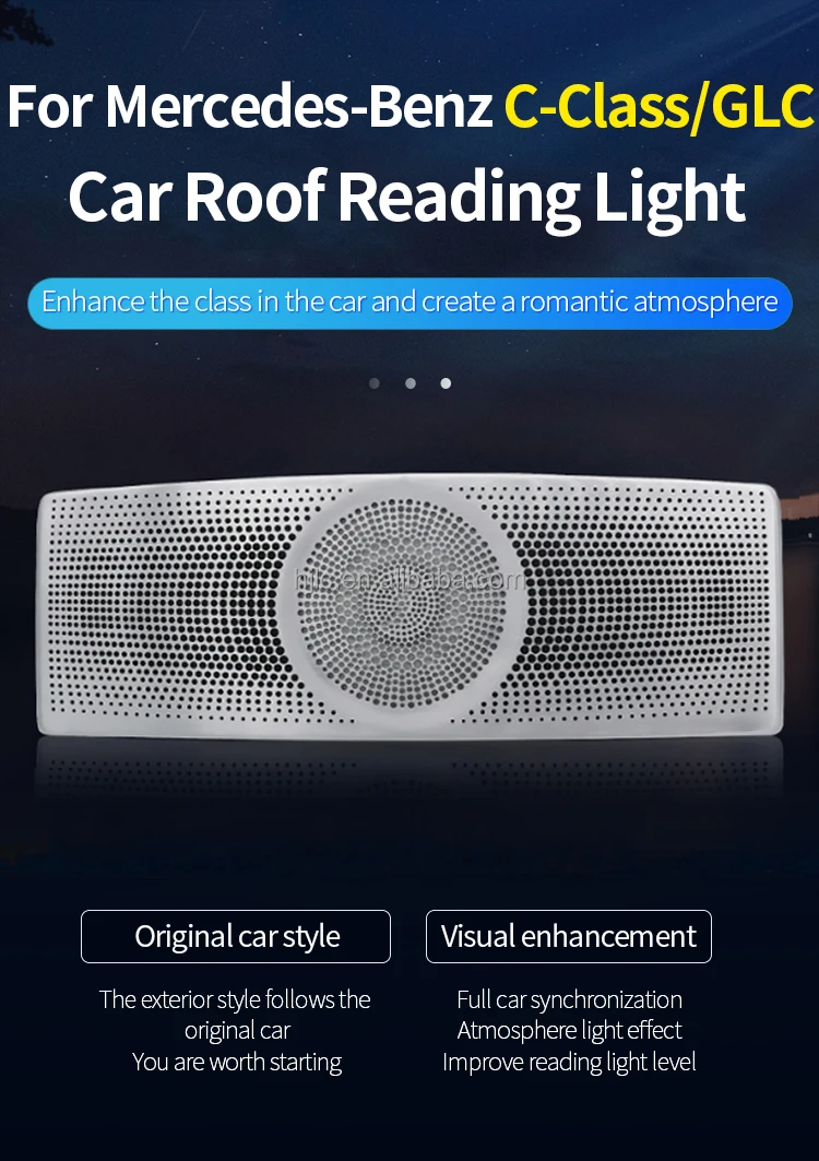 W205 3 Colors 64 Colors Ceiling Reading Light Roof Speaker for Mercedes-Benz C-class W205 GLC X253
