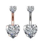 Heart Navel Rings NEW 14G Double Heart Belly Piercing Stainless Steel Navel Belly Button Rings Body Jewelry
