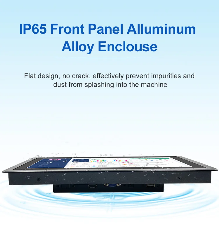 13.3 Inch HD Capacitive Touch Industrial Monitor IPS 1600*900/1920*1080 Multi Touch DVI TFT Embedded Pure Flat Monitor