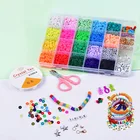 Colorful Grids DIY Beaded Jewelry Making Kits Polymer Clay Pottery Beads Kit Soft Ceramic Bead Set For Bracelet