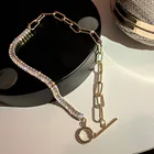 Gold Plated Plated Necklace Fashion Trendy Bling Crystal Gold Plated Necklace Chain