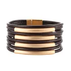 Copper Bracelets Wholesale Products Women Multi-layered Leather Copper Tube Boho Bracelets For Women