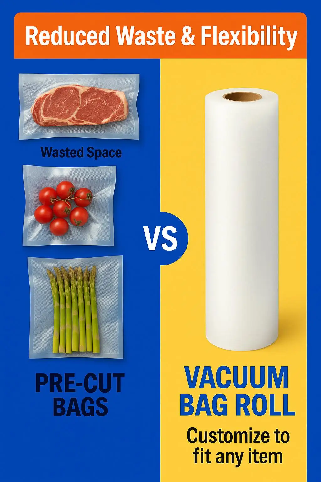 Custom Cut-to-Length PE Embossed Vacuum Sealer Rolls Food Grade Heat for Long-Term Food Preservation Baby Food Chewing Gum - detail 7