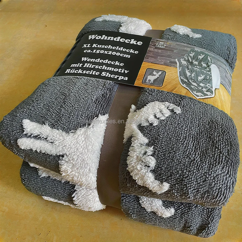 Wholesale Custom Luxury Warm Comfortable Plush Blankets Ultra Soft Sherpa Fleece Throw Blanket for Winter Christmas
