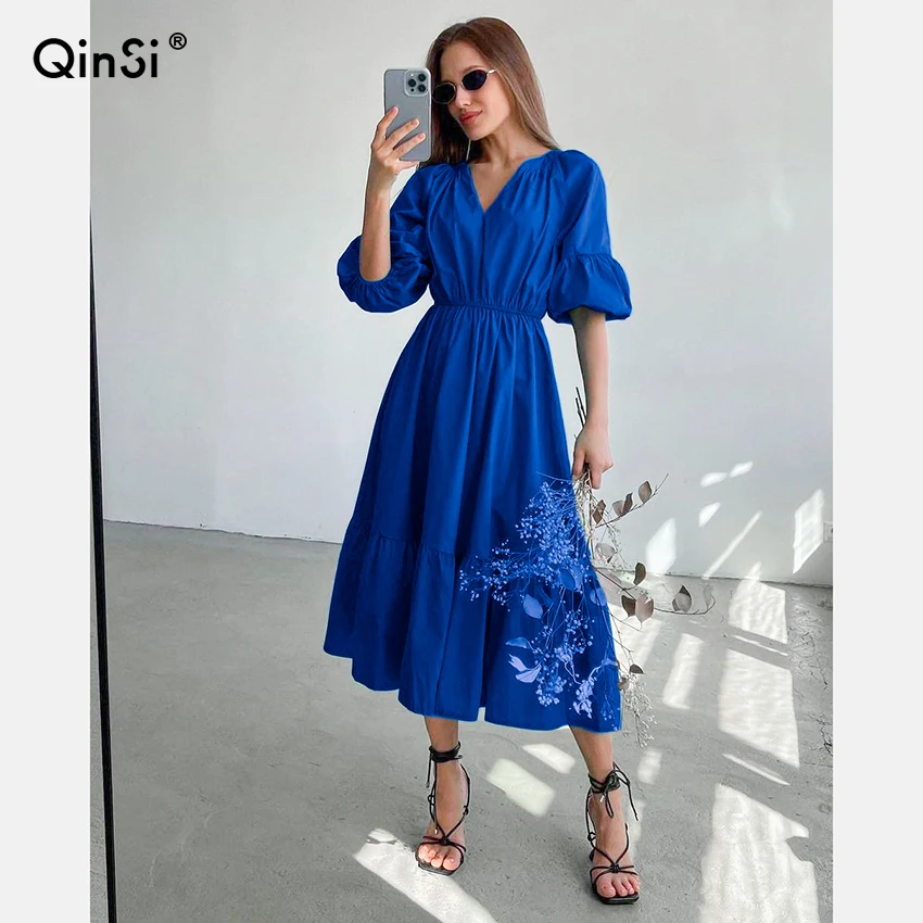 Spliced Ruffled Casual Dress Women 