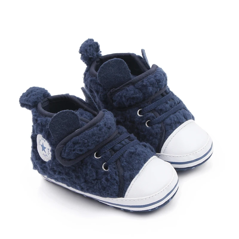 Autumn and winter new plush ear and tail decoration baby girls and boys warm toddler shoes details