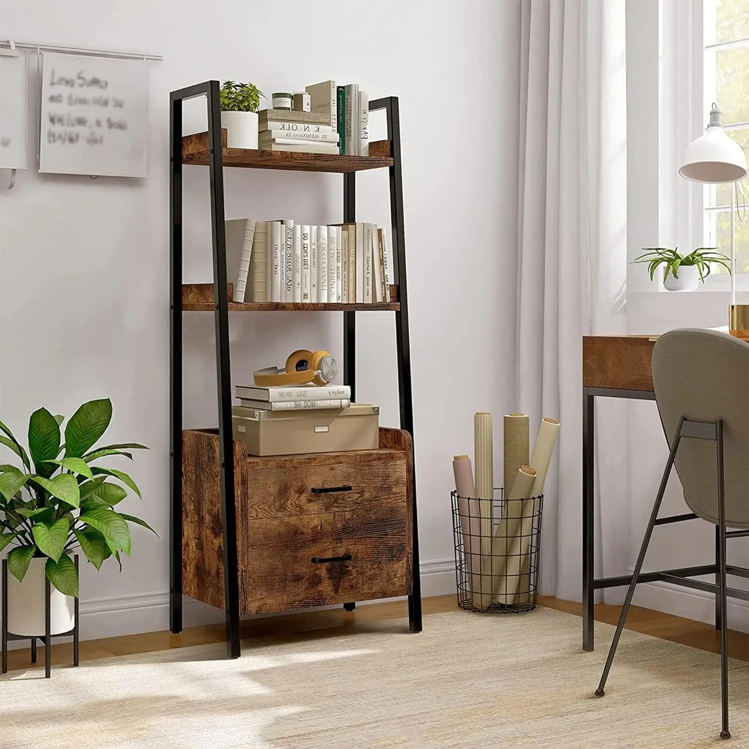 Ready to Ship Modern Hallway Cabinet Storage Shelf with 2-drawers  Removable Hooks Metal Frame Entryway Table Storage Rack