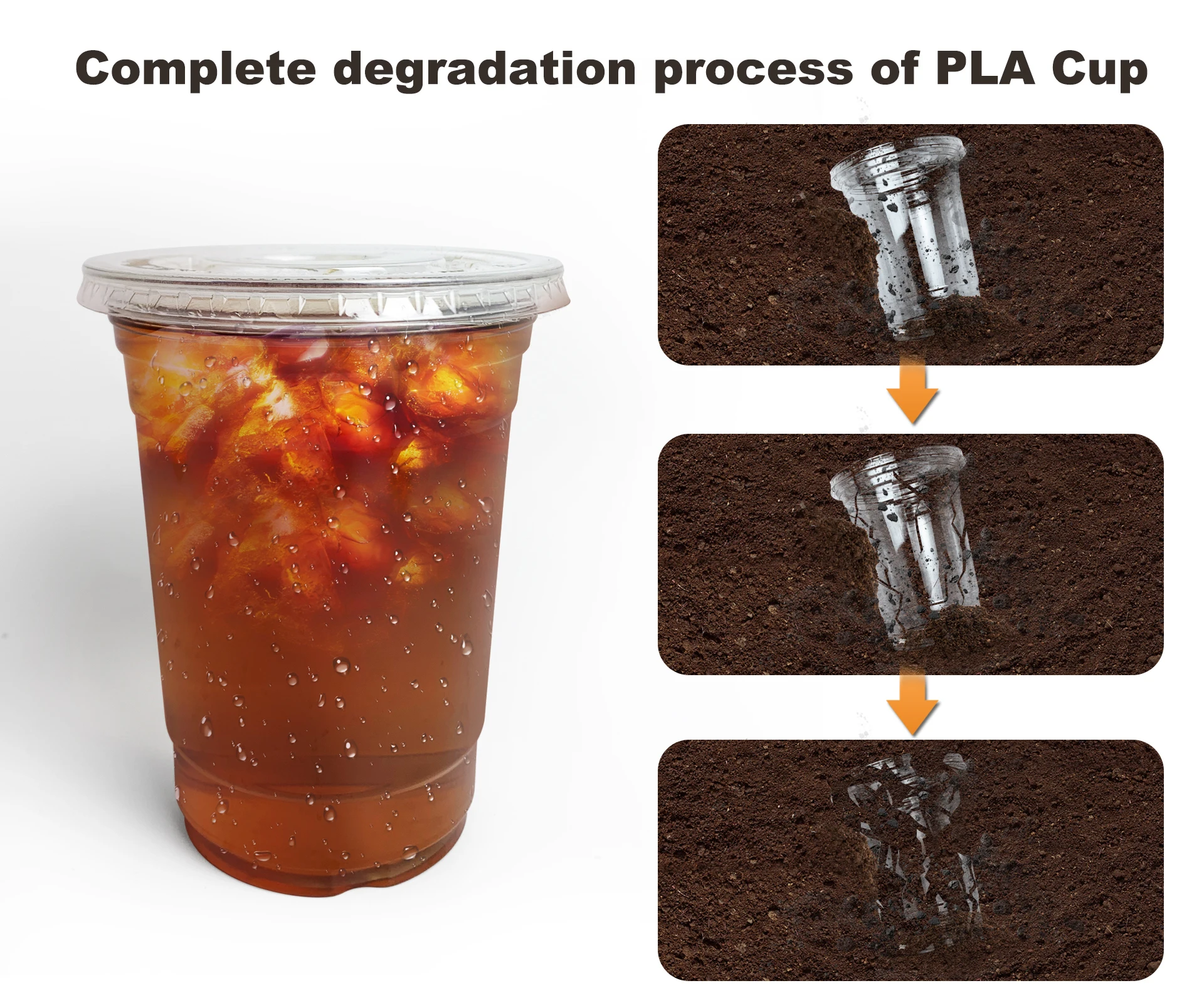 2021 newly compostable 1oz/4oz/5oz/6oz/8oz sauce bubble tea boba beverage coffee cups clear pla biodegradable cup with seal lid