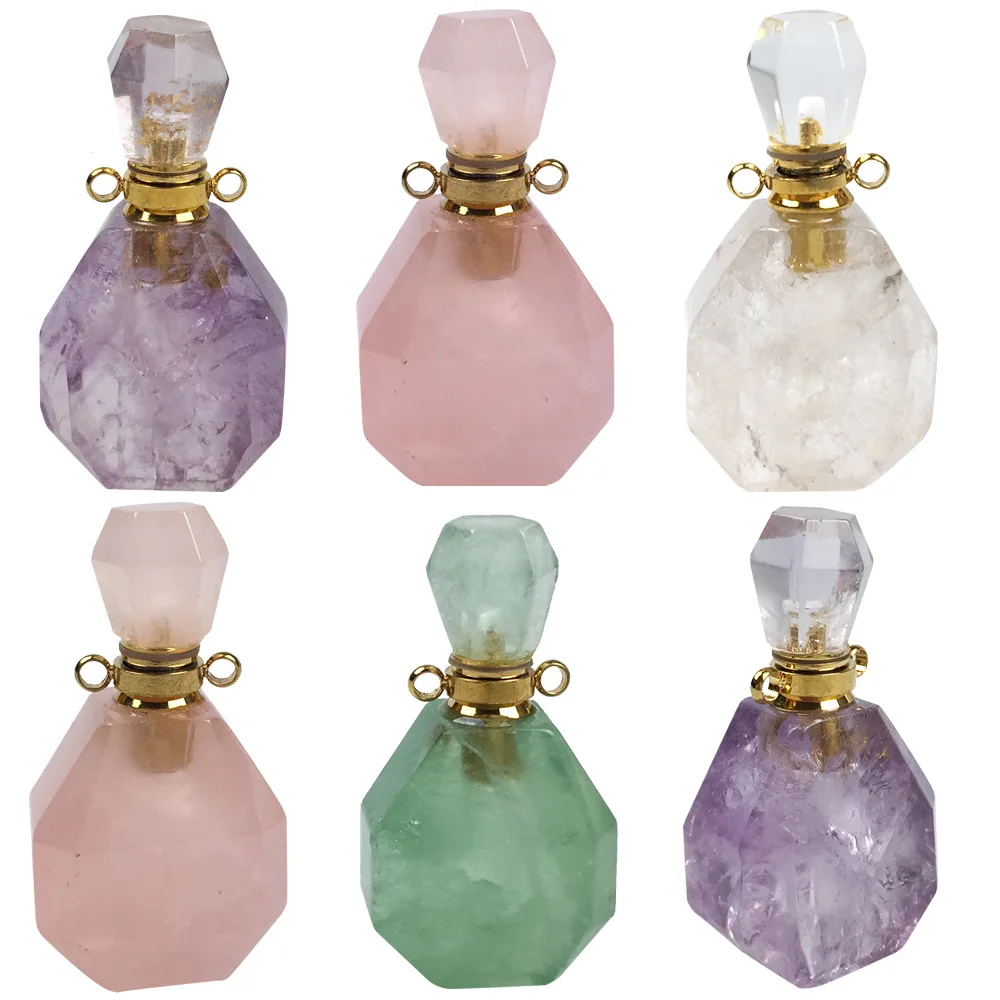 amethyst perfume essential oil bottles rose quartz crystal