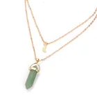Pendant Jewelry Fashion Bullets Pendant Necklace 2 Layer Gold Color Necklace Natural Stone Necklace Jewelry For Women