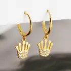 Silver Hoop Earring Crystal 925 Silver Hoop Earring Hand Shape 1MC Rhodium And Gold Plated Crystal Zircon