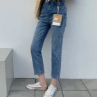 Denim Wholesale Jeans Ladies Loose Large Size Straight Pants 2021 Blue Jean Harlem Pants Slim Slim Denim Trousers