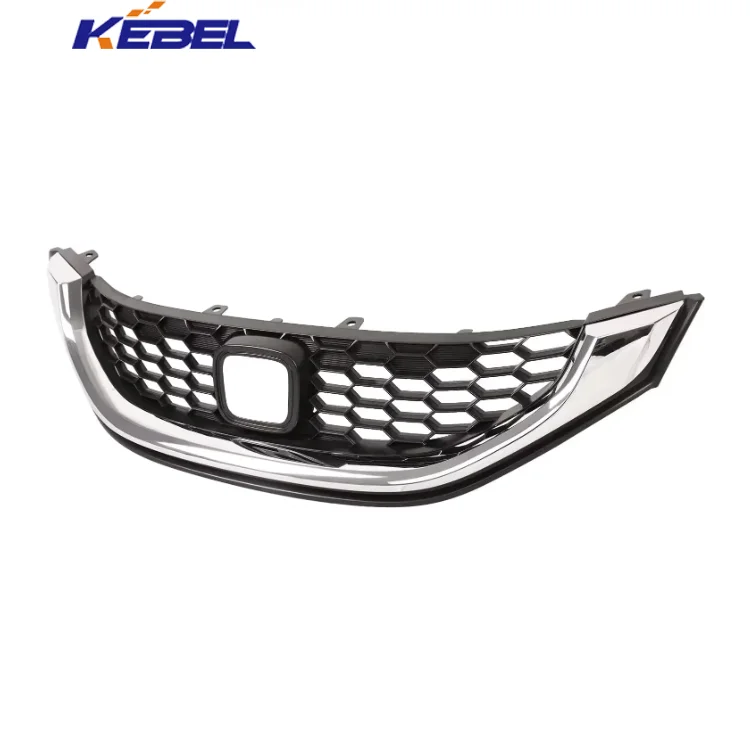 KEBEL New 2013-2015 for Honda Civic Sedan Front Bumper Upper Grille Grill with ABS Chrome Trim Car Grills Product manufacture
