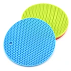Silicone Home Table Mat Accessories Round Shape Kitchen Silicone Honeycomb Mat Trivets For Hot Dishes
